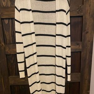 Black and white striped cardigan